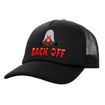 Yosemite Sam Back OFF, Καπέλο Ενηλίκων Soft Trucker με Δίχτυ Μαύρο (POLYESTER, ΕΝΗΛΙΚΩΝ, UNISEX, ONE SIZE)