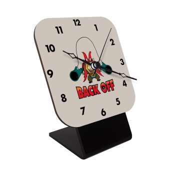 Yosemite Sam Back OFF, Quartz Wooden table clock with hands (10cm)