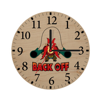 Yosemite Sam Back OFF, Ρολόι τοίχου ξύλινο plywood (20cm)