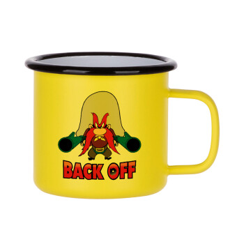 Yosemite Sam Back OFF, Κούπα Μεταλλική εμαγιέ ΜΑΤ Κίτρινη 360ml