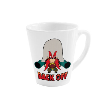 Yosemite Sam Back OFF, Κούπα κωνική Latte Λευκή, κεραμική, 300ml