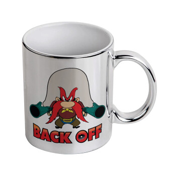 Yosemite Sam Back OFF, Κούπα κεραμική, ασημένια καθρέπτης, 330ml
