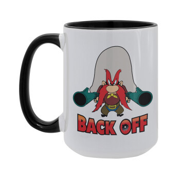 Yosemite Sam Back OFF, Κούπα Mega 15oz, κεραμική Μαύρη, 450ml