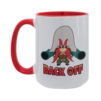 Yosemite Sam Back OFF, Κούπα Mega 15oz, κεραμική Κόκκινη, 450ml
