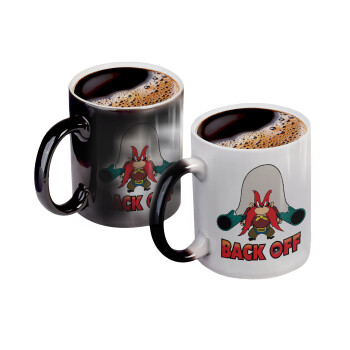 Yosemite Sam Back OFF, Color changing magic Mug, ceramic, 330ml when adding hot liquid inside, the black colour desappears (1 pcs)