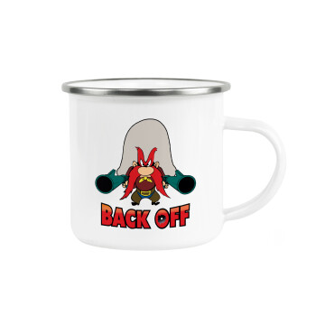 Yosemite Sam Back OFF, Metallic enamel cup white 360ml