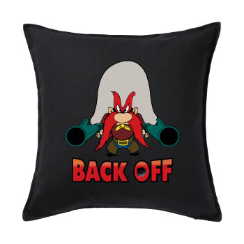 Yosemite Sam Back OFF, Sofa cushion black 50x50cm includes filling