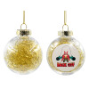 Transparent Christmas tree ball ornament with gold filling 8cm