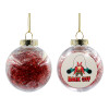 Transparent Christmas tree ball ornament with red filling 8cm
