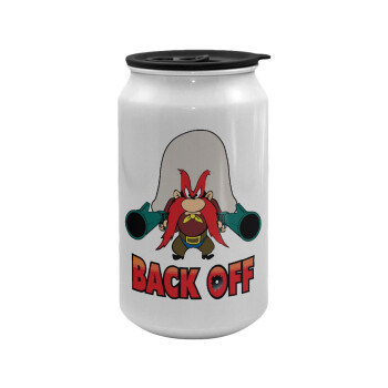 Yosemite Sam Back OFF, Κούπα ταξιδιού μεταλλική με καπάκι (tin-can) 500ml
