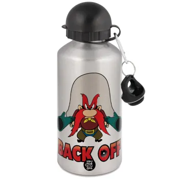 Yosemite Sam Back OFF, Μεταλλικό παγούρι νερού, Ασημένιο, αλουμινίου 500ml