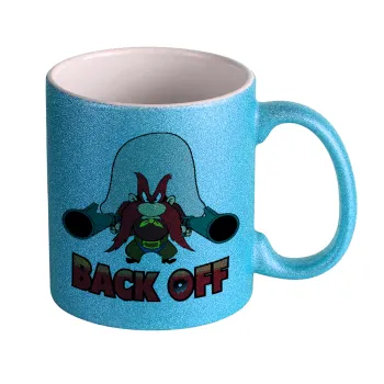 Yosemite Sam Back OFF, Κούπα Σιέλ Glitter που γυαλίζει, κεραμική, 330ml