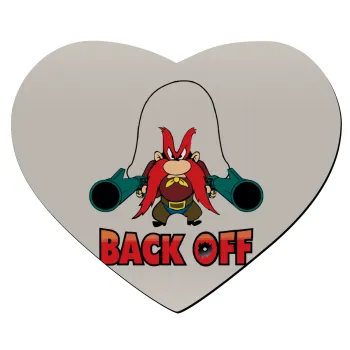 Yosemite Sam Back OFF, Mousepad καρδιά 23x20cm