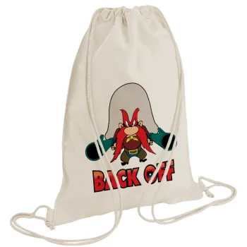 Yosemite Sam Back OFF, Τσάντα πλάτης πουγκί GYMBAG natural (28x40cm)