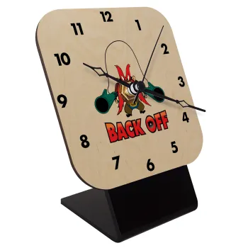 Yosemite Sam Back OFF, Επιτραπέζιο ρολόι σε φυσικό ξύλο (10cm)