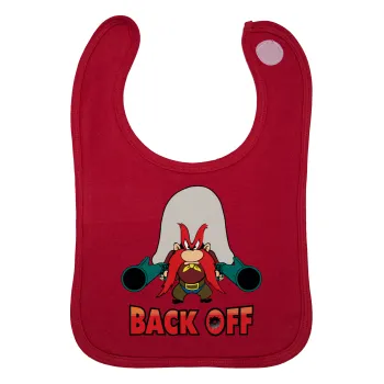 Yosemite Sam Back OFF, Σαλιάρα με Σκρατς Κόκκινη 100% Organic Cotton (0-18 months)