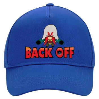 Yosemite Sam Back OFF, Καπέλο Ενηλίκων Ultimate ΜΠΛΕ, (100% ΒΑΜΒΑΚΕΡΟ DRILL, ΕΝΗΛΙΚΩΝ, UNISEX, ONE SIZE)