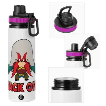 Yosemite Sam Back OFF, Μεταλλικό παγούρι νερού με καπάκι ασφαλείας, αλουμινίου 850ml