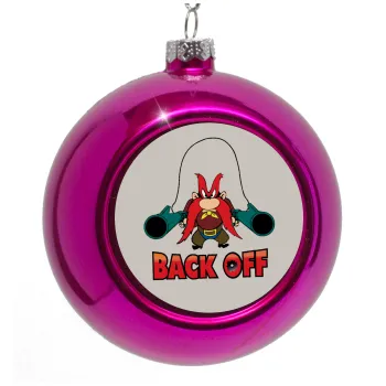 Yosemite Sam Back OFF, Purple Christmas tree ornament bauble 8cm
