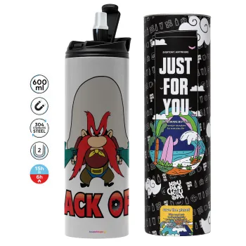 Yosemite Sam Back OFF, Tumbler ποτήρι θερμό ΓΚΡΙ από ανοξείδωτο ατσάλι 600ml