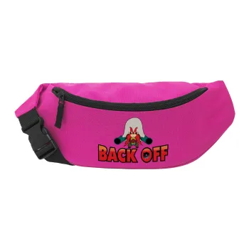 Yosemite Sam Back OFF, Unisex τσαντάκι μέσης (μπανάνα) χρώματος ΡΟΖ με 2 τσέπες