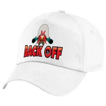 Yosemite Sam Back OFF, Καπέλο παιδικό Baseball, 100% Βαμβακερό Twill, Λευκό (ΒΑΜΒΑΚΕΡΟ, ΠΑΙΔΙΚΟ, UNISEX, ONE SIZE)