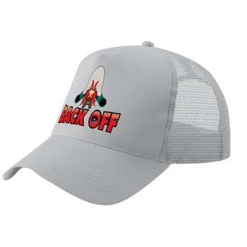Yosemite Sam Back OFF, Trucker Hat with Mesh, GREY, (COTTON, KIDS, UNISEX, ONE SIZE)