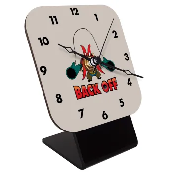 Yosemite Sam Back OFF, Quartz Wooden table clock with hands (10cm)