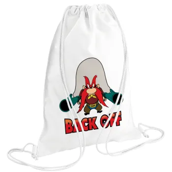 Yosemite Sam Back OFF, Backpack pouch GYMBAG white (28x40cm)