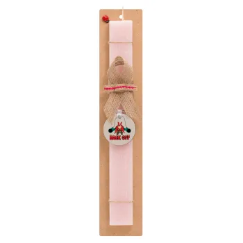 Yosemite Sam Back OFF, Easter Set, wooden keychain & scented flat Easter candle (30cm) (PINK)