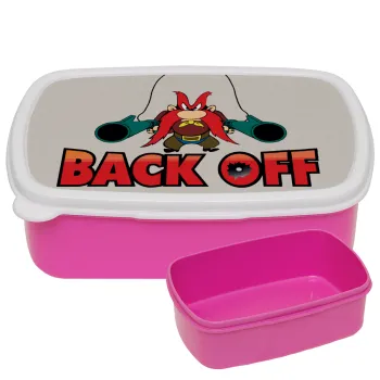 Yosemite Sam Back OFF, ΡΟΖ παιδικό δοχείο φαγητού (lunchbox) πλαστικό (BPA-FREE) Lunch Βox M18 x Π13 x Υ6cm