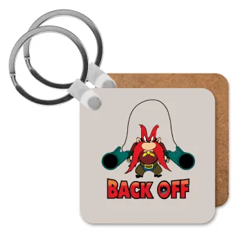 Yosemite Sam Back OFF, Μπρελόκ Ξύλινο τετράγωνο MDF