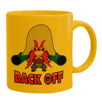 Yosemite Sam Back OFF, Κούπα, κεραμική κίτρινη, 330ml