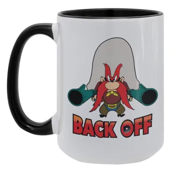 Yosemite Sam Back OFF, Κούπα Mega 15oz, κεραμική Μαύρη, 450ml
