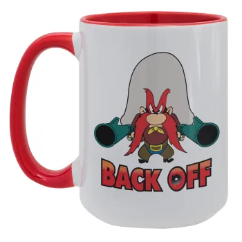 Yosemite Sam Back OFF, Κούπα Mega 15oz, κεραμική Κόκκινη, 450ml