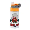 Children's hot water bottle, stainless steel, with safety straw, Orange/Grey (360ml) BPA-FREE