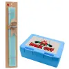 Easter Set, children's snack container BLUE & Easter aromatic flat candle (30cm) (TURQUOISE)
