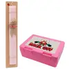 Easter Set, children's snack container PINK & scented flat Easter candle (30cm) (PINK)