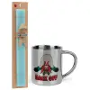 Easter Set, metallic thermal cup (300ml) & aromatic flat Easter candle (30cm) (TURQUOISE)
