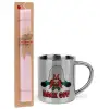 Easter Set, metallic thermal cup (300ml) & aromatic flat Easter candle (30cm) (PINK)