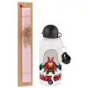 Easter Set, metallic aluminum bottle (500ml) & aromatic flat Easter candle (30cm) (PINK)