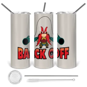 Yosemite Sam Back OFF, Tumbler stainless steel 600ml, with metal straw & cleaning brush