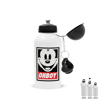 Oh boy μίκυ, Metal water bottle, White, aluminum 500ml