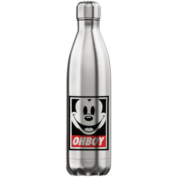 Oh boy μίκυ, Μεταλλικό παγούρι θερμός Inox (Stainless steel), διπλού τοιχώματος, 750ml