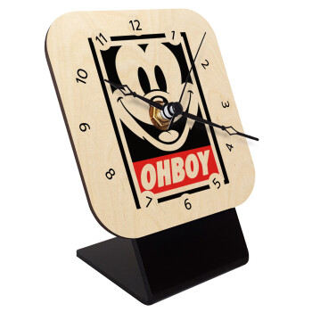 Oh boy μίκυ, Quartz Table clock in natural wood (10cm)