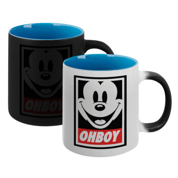 Oh boy μίκυ, Κούπα Μαγική εσωτερικό μπλε, κεραμική 330ml που αλλάζει χρώμα με το ζεστό ρόφημα