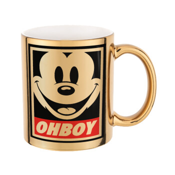 Oh boy μίκυ, Mug ceramic, gold mirror, 330ml
