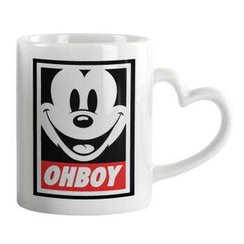Oh boy μίκυ, Mug heart handle, ceramic, 330ml
