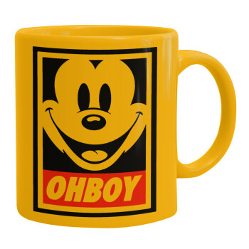 Oh boy μίκυ, Ceramic coffee mug yellow, 330ml (1pcs)