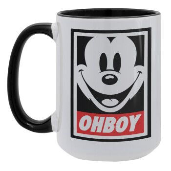 Oh boy μίκυ, Κούπα Mega 15oz, κεραμική Μαύρη, 450ml